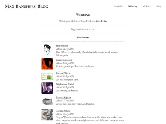 blog/webring/sites-i-like screenshot