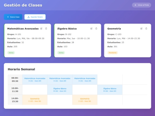 teacher-classes screenshot