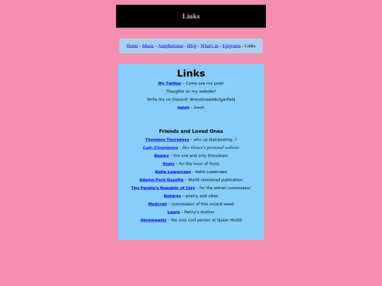 links screenshot