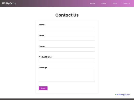 gift shop/contact screenshot
