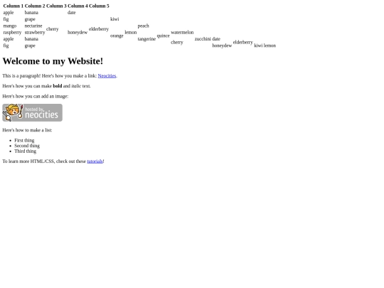 tables screenshot