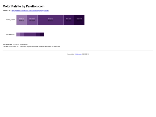 Color palette by Paletton.com screenshot