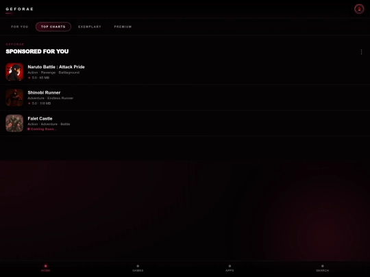 Geforae store/top screenshot
