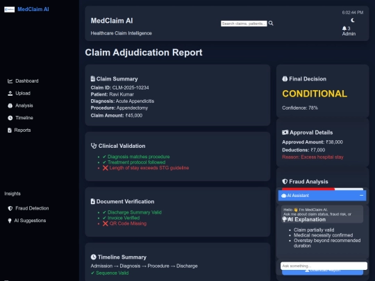 MedClaim-AI/reports screenshot