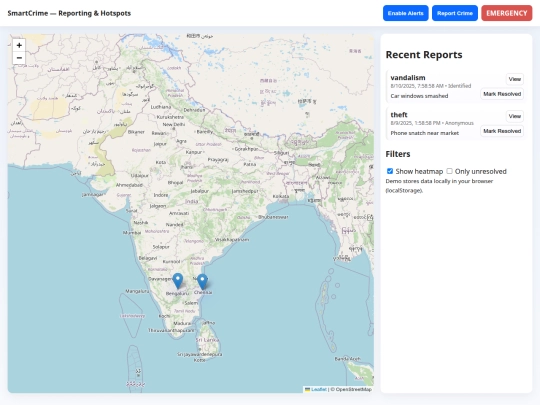 Online Crime Reporting and Tracking System screenshot