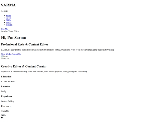 Sarma-portfolio screenshot