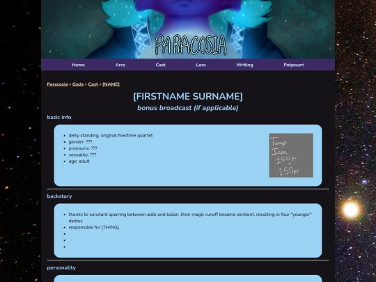 cast/gods/template screenshot