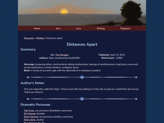 writing/distancesapart screenshot