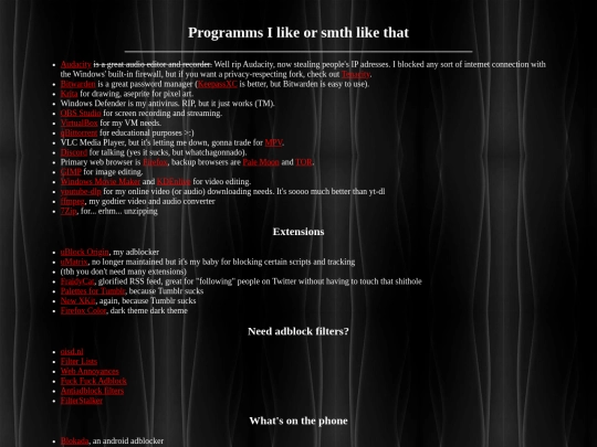 likes/softwares screenshot