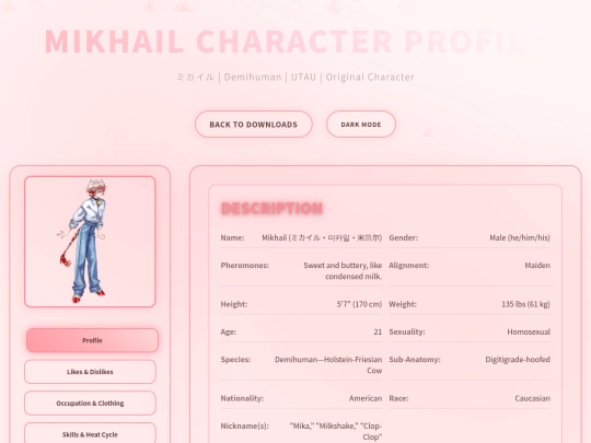 Mikhail Character Information screenshot