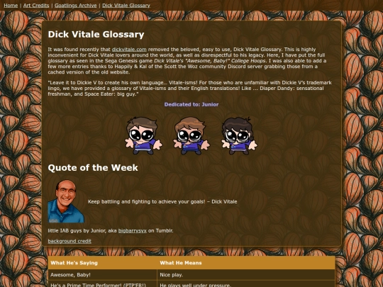 pages/dick-vitale-glossary screenshot