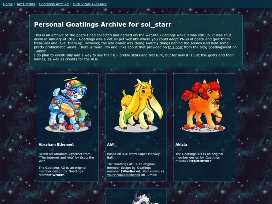 pages/goatlings-archive screenshot