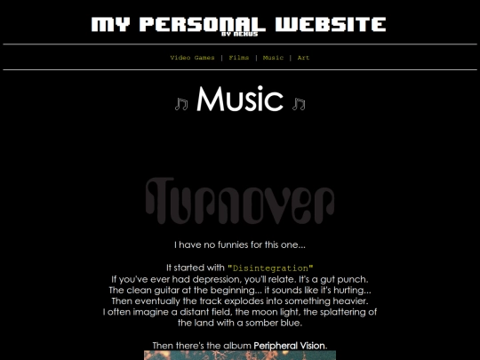my personal website/music screenshot