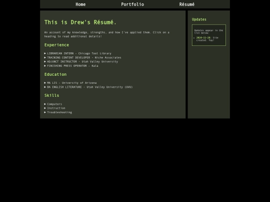 drewSite-Resume screenshot