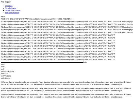 fonts/arial-demo screenshot