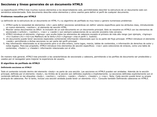 SeccionesylneasgeneralesdeundocumentoHTML5 screenshot