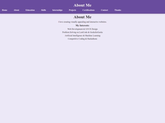 Multi-page portfolio/about screenshot
