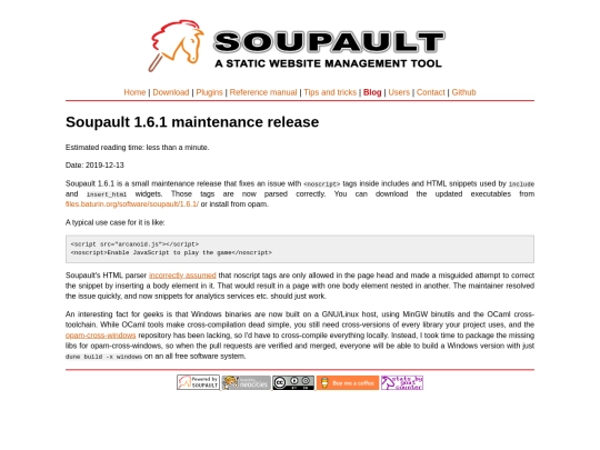 blog/soupault-1.6.1-release screenshot