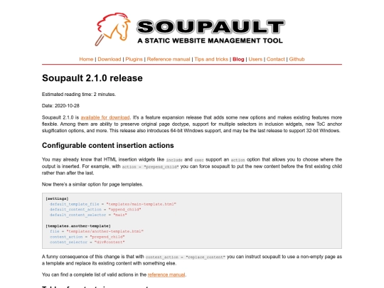 blog/soupault-2.1.0-release screenshot