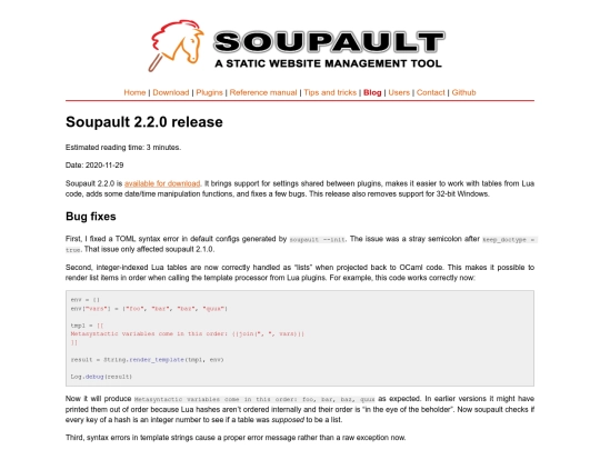 blog/soupault-2.2.0-release screenshot