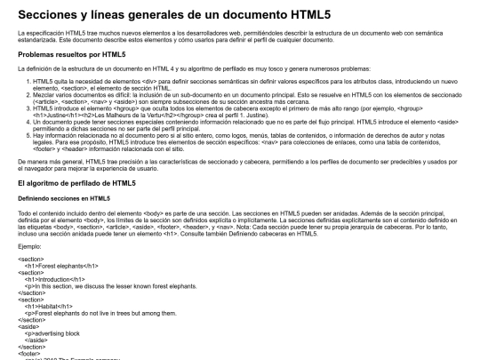 Mod1Obligatoria /Secciones y líneas generales de un documento HTML5 screenshot