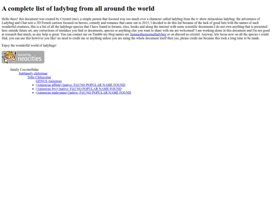 completelistofladybugs screenshot