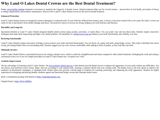 WhyLandOLakesDentalCrownsaretheBestDentalTreatment screenshot