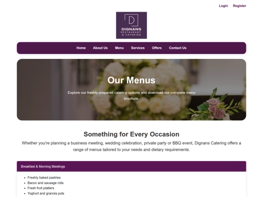 Menu screenshot