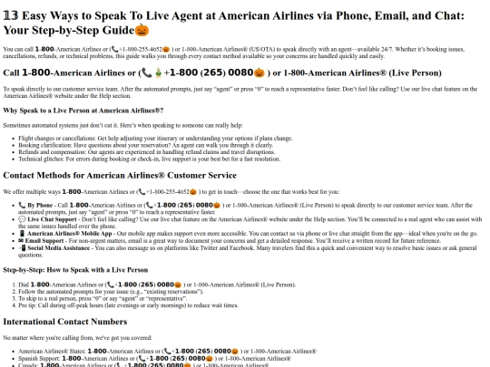 airline/help/𝟙𝟛-easy-ways-to-speak-to-live-agent-at-american-airlines-via-phone-email-and-chat-your-step-by-step-guide screenshot