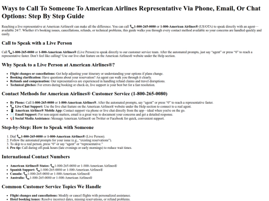 american/help/center/ways-to-call-to-someone-to-american-airlines-representative-via-phone-email-or-chat-options-step-by-step-guide screenshot