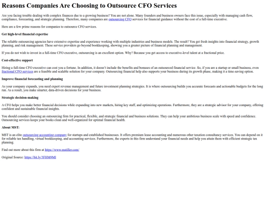 ReasonsCompaniesAreChoosingtoOutsourceCFOServices screenshot