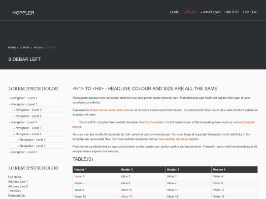 pages/sidebar-left screenshot