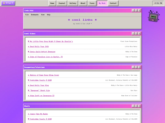 links screenshot