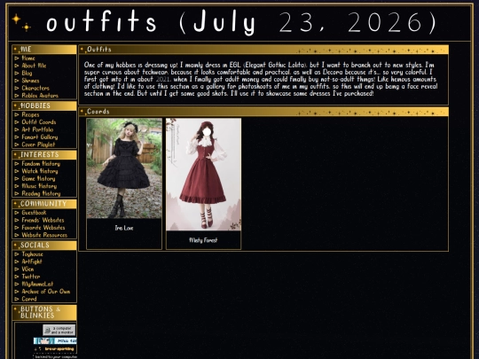 hobbies/outfits screenshot