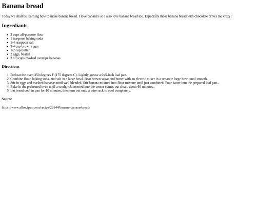 Recipe screenshot