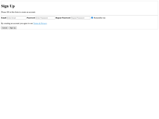 signup screenshot