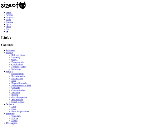 Links - sizeof(cat) screenshot