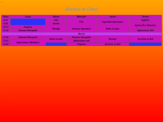 Horario screenshot