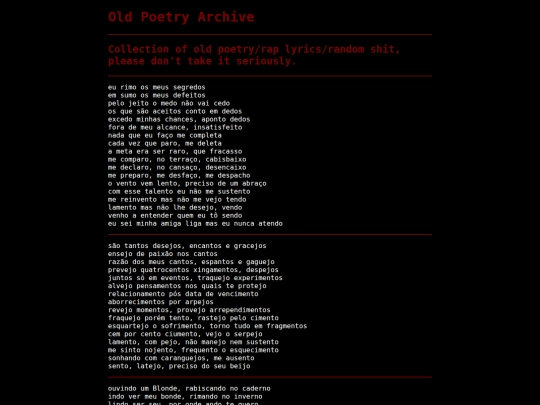 garage/diary/notes/oldpoetry screenshot
