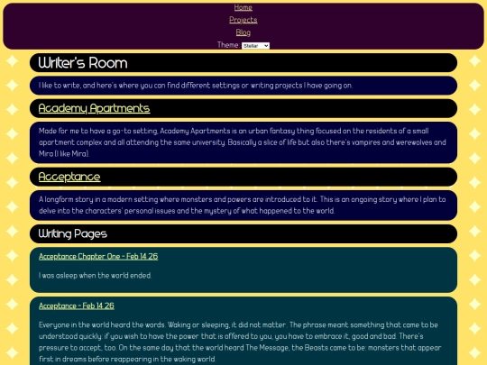 Pages/Projects/writing screenshot