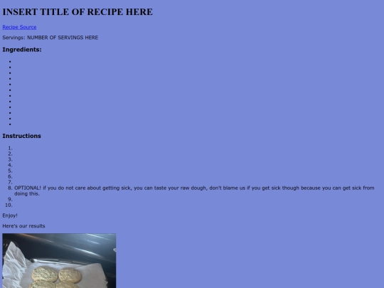 recipe-template screenshot