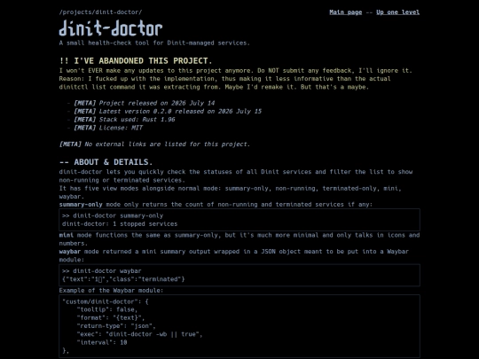 projects/dinit-doctor screenshot