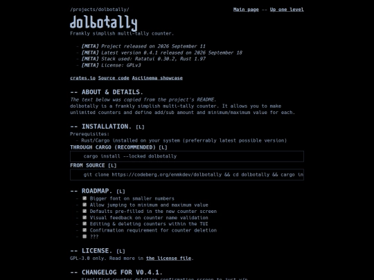 projects/dolbotally screenshot