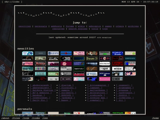 links screenshot