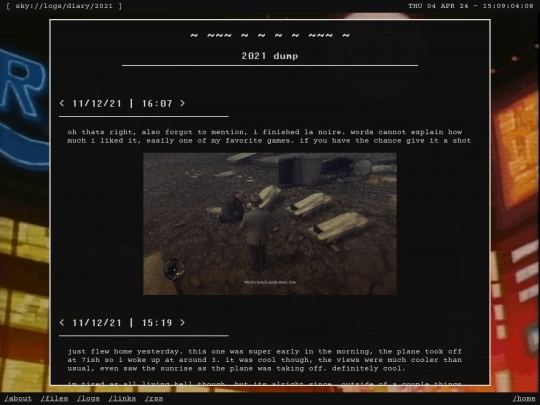 logs/diary/2021 screenshot