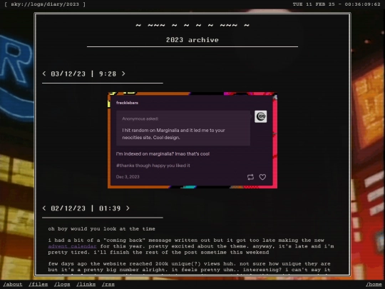 logs/diary/2023 screenshot