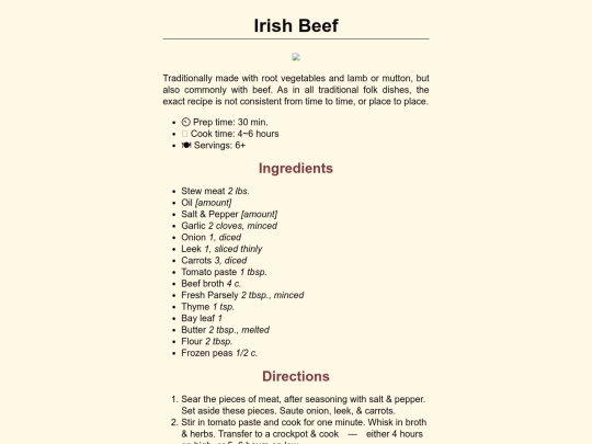 recipes/irish-beef screenshot