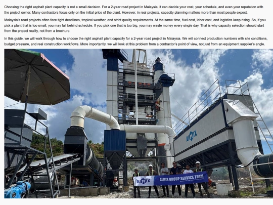 how-to-choose-asphalt-plant-capacity-for-a-2-year-road-project-in-malaysia screenshot