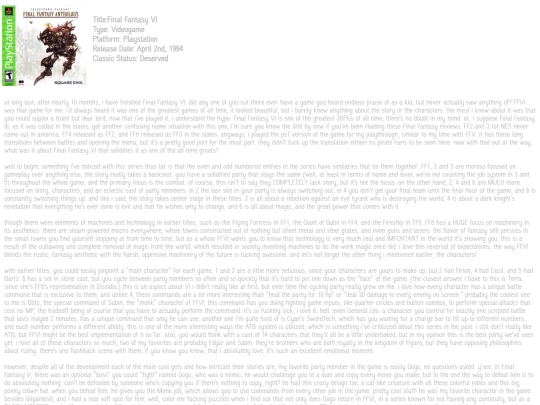 Reviews/FFVI screenshot