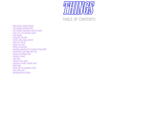 Things/TABLEOFCONTENTS screenshot
